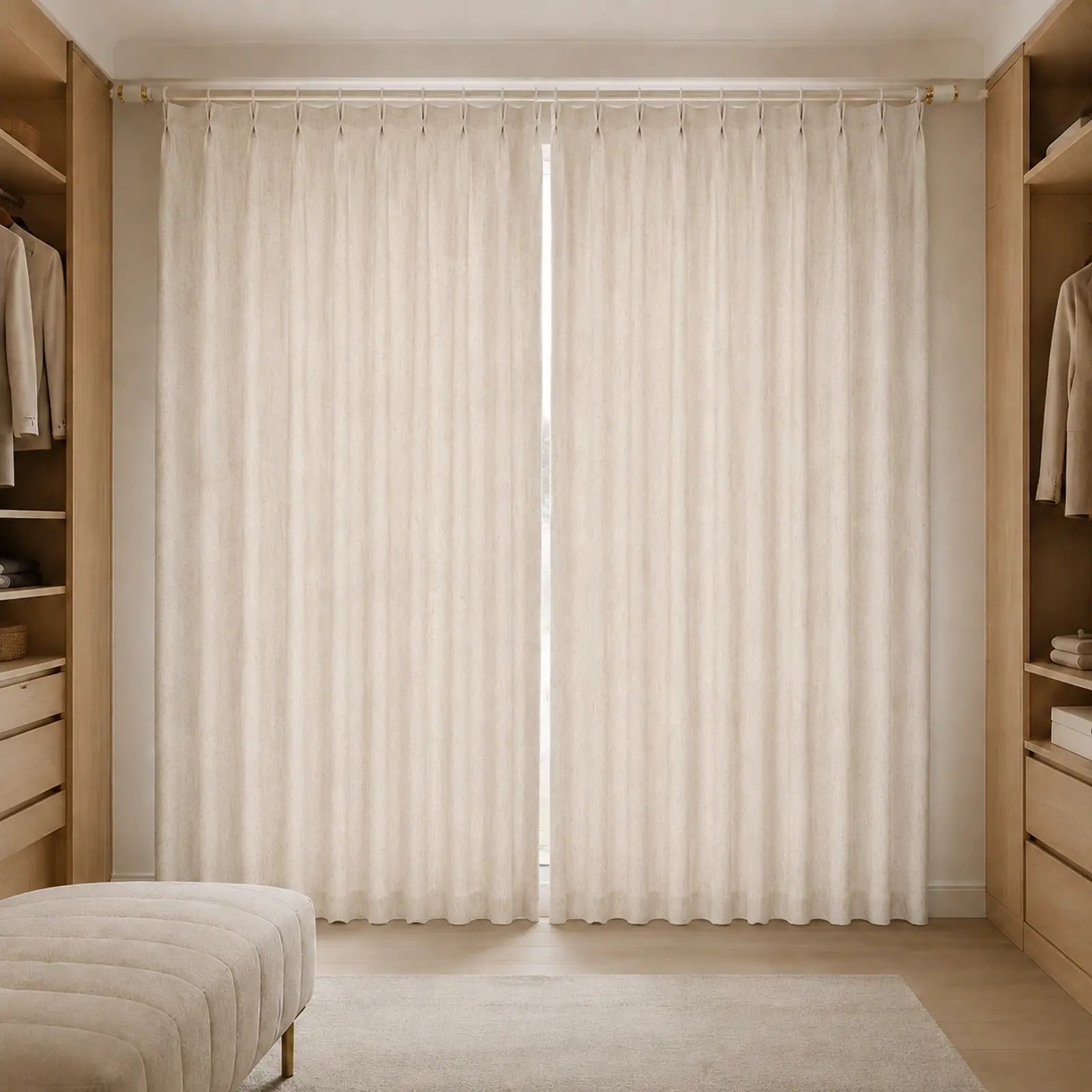 Custom Linen Blend Room Darkening Curtains, 2 Panels – Made to Measure Textured Privacy Drapes, 90% Polyester 10% Linen