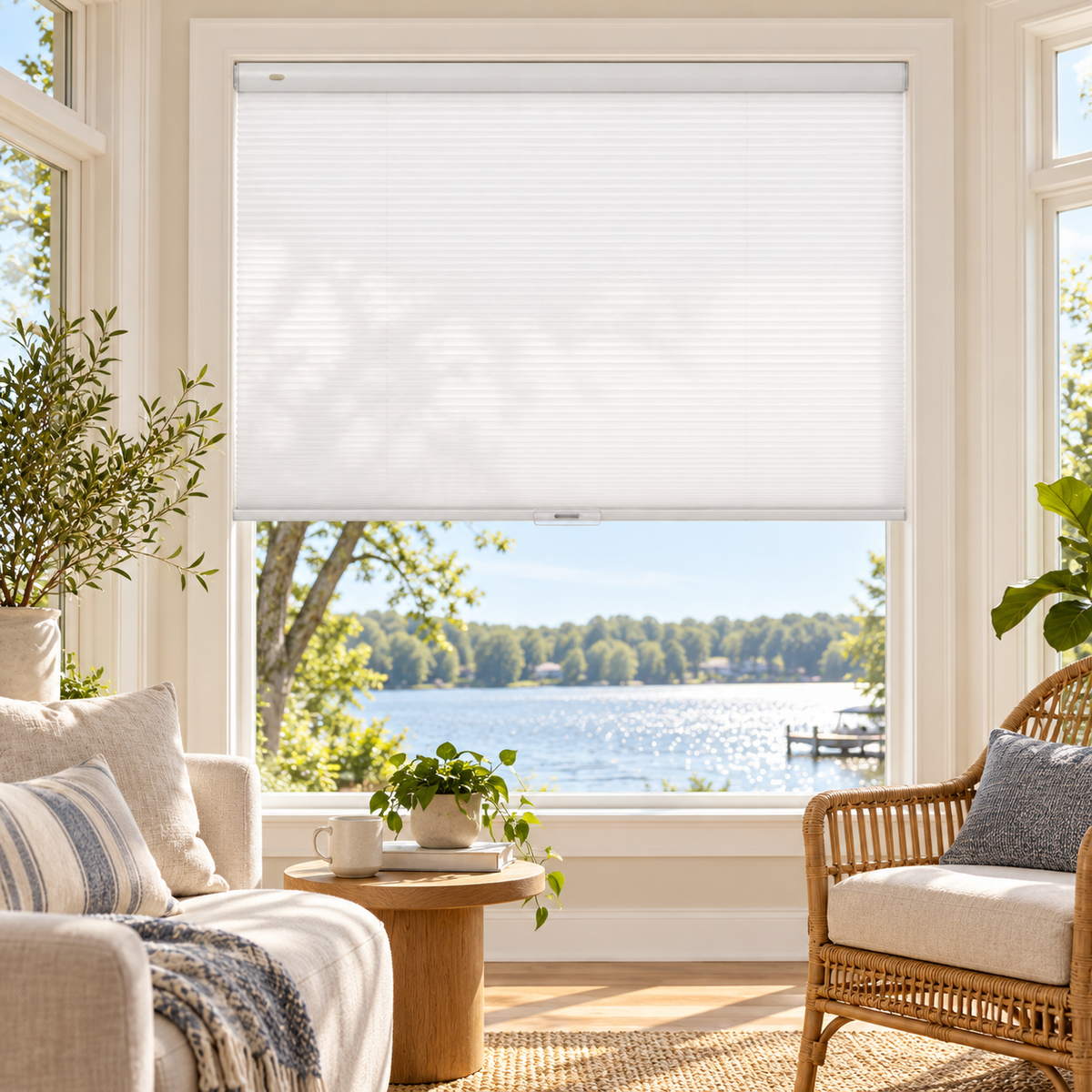 Custom No-Drill Cordless Sheer Cellular Shades – 25mm Honeycomb Blinds