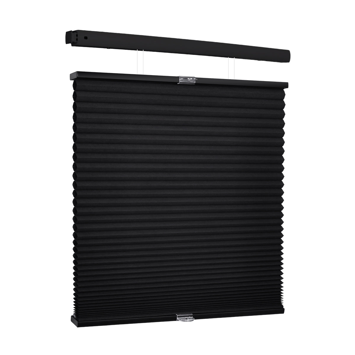 Black blackout top down bottom up cellular shades on white background