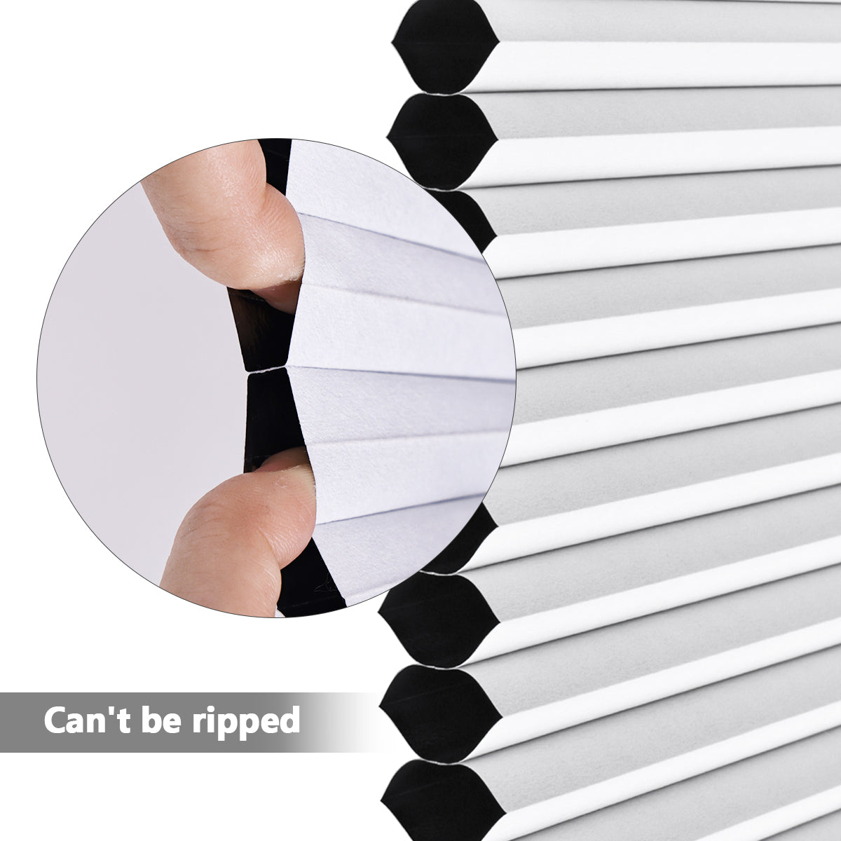 Heavy‑durable tear‑resistant fabric close‑up for no drill blackout cellular honeycomb blinds