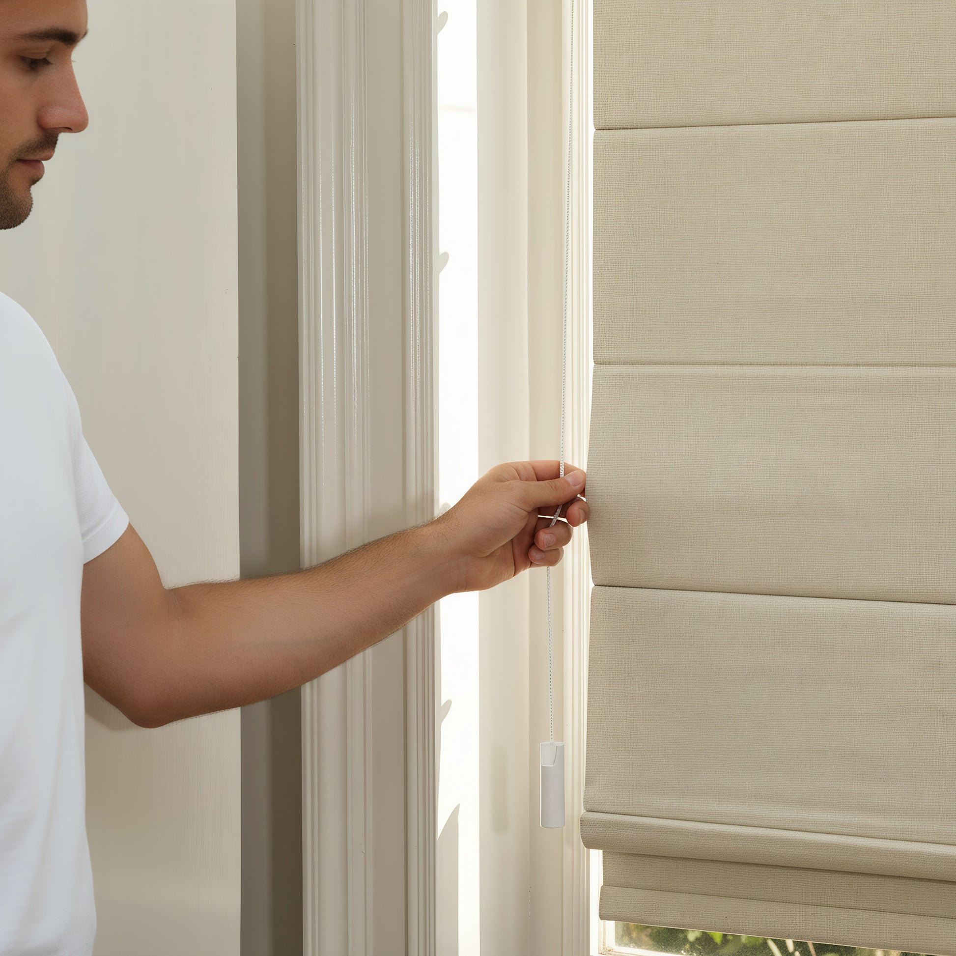 Blackout Roman Shades Fabric Close-Up – Premium No Drill Window Shades Material Texture Detail