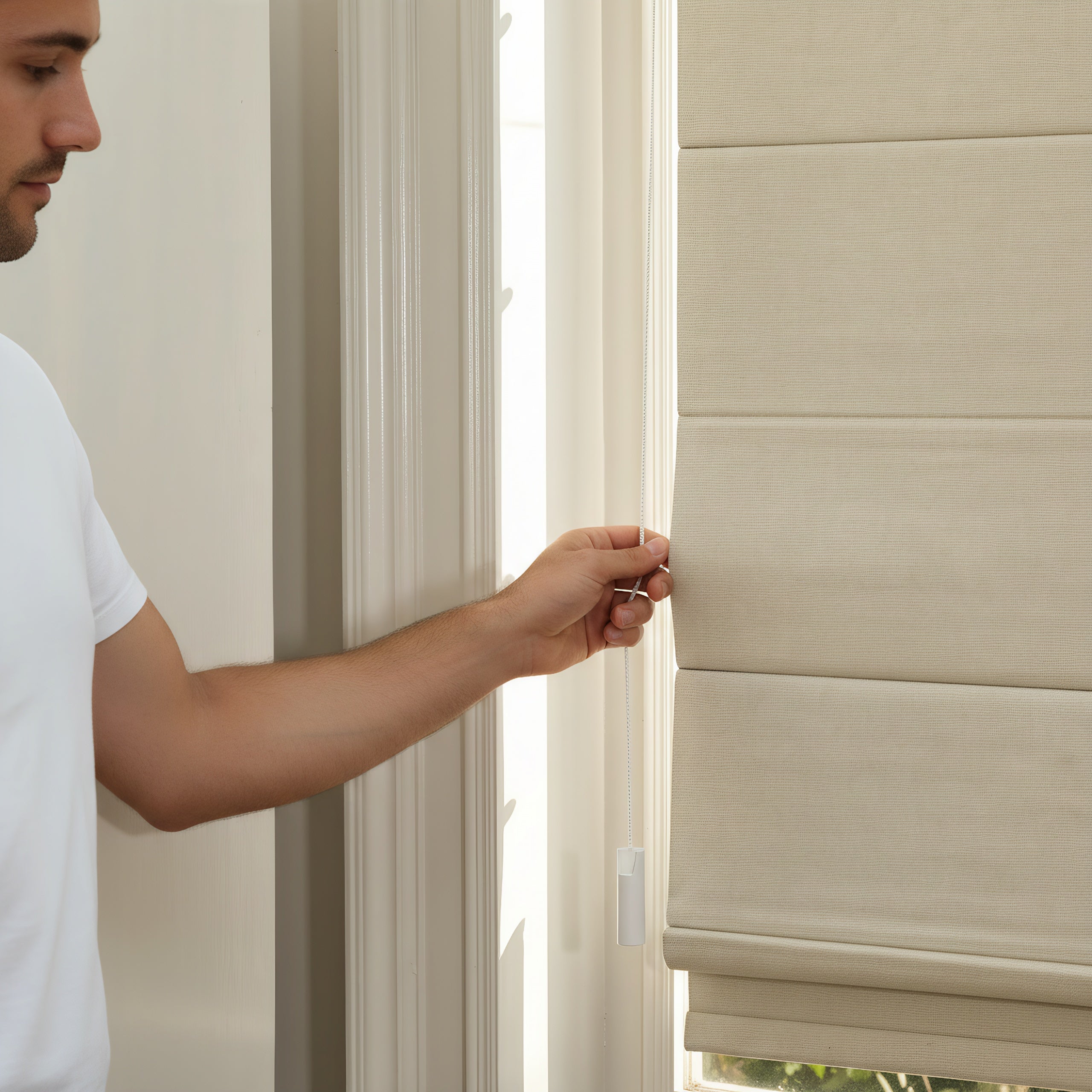 Blackout Roman Shades Fabric Close-Up – Premium No Drill Window Shades Material Texture Detail