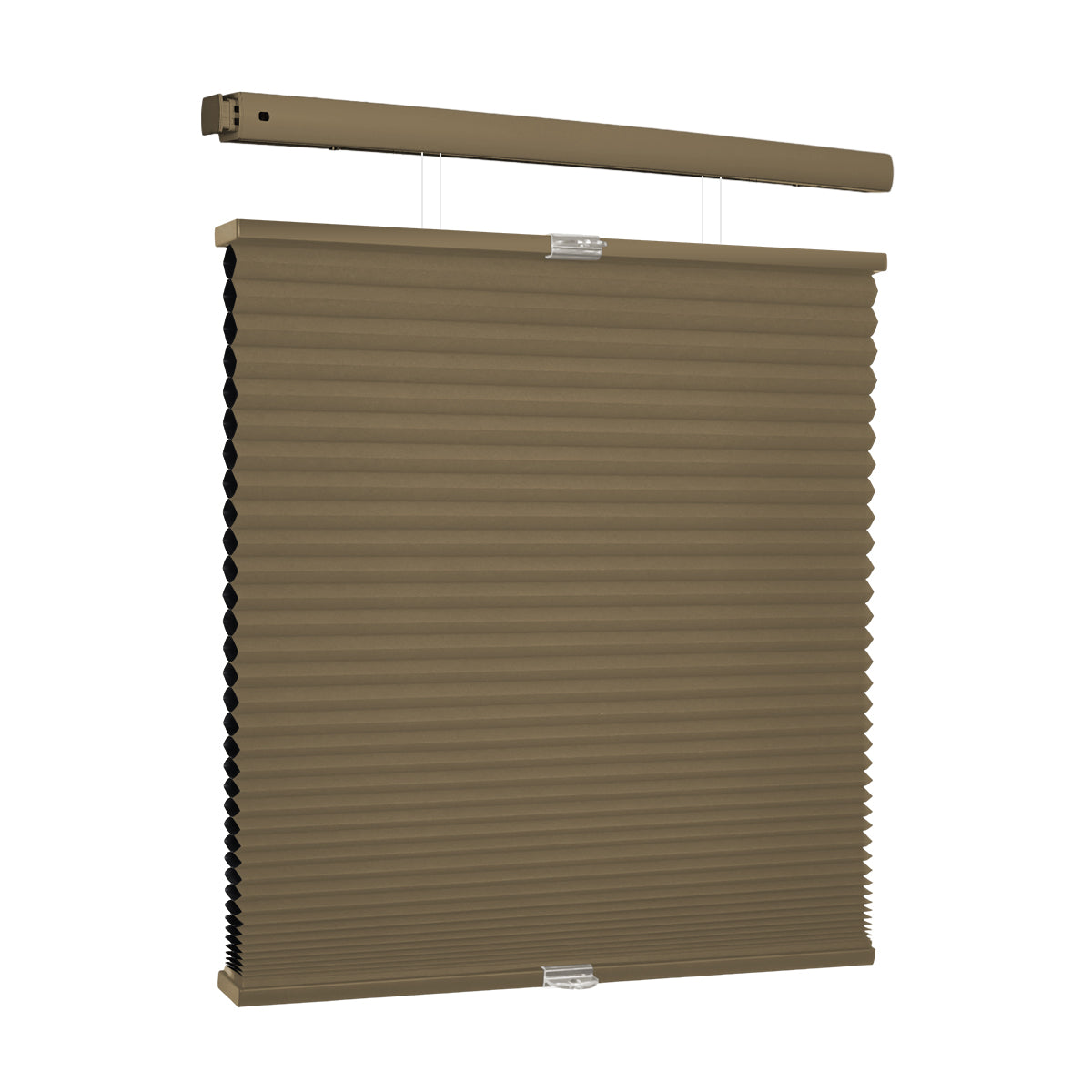 Brown blackout top down bottom up honeycomb shades on white background