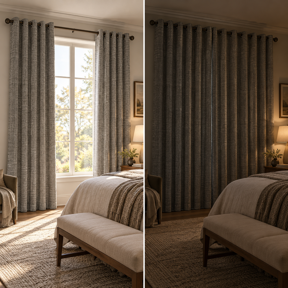 Custom Wool-Linen Blend Grommet Curtains – Cozy Textured Drapes for Fall & Winter