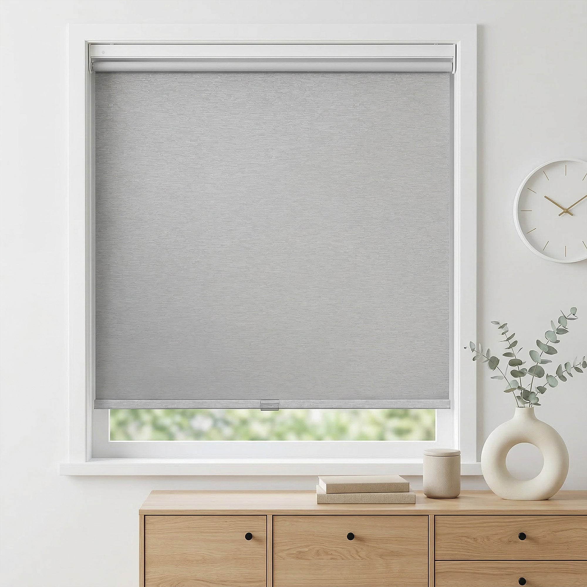 Concrete color no‑drill cordless blackout roller shades 