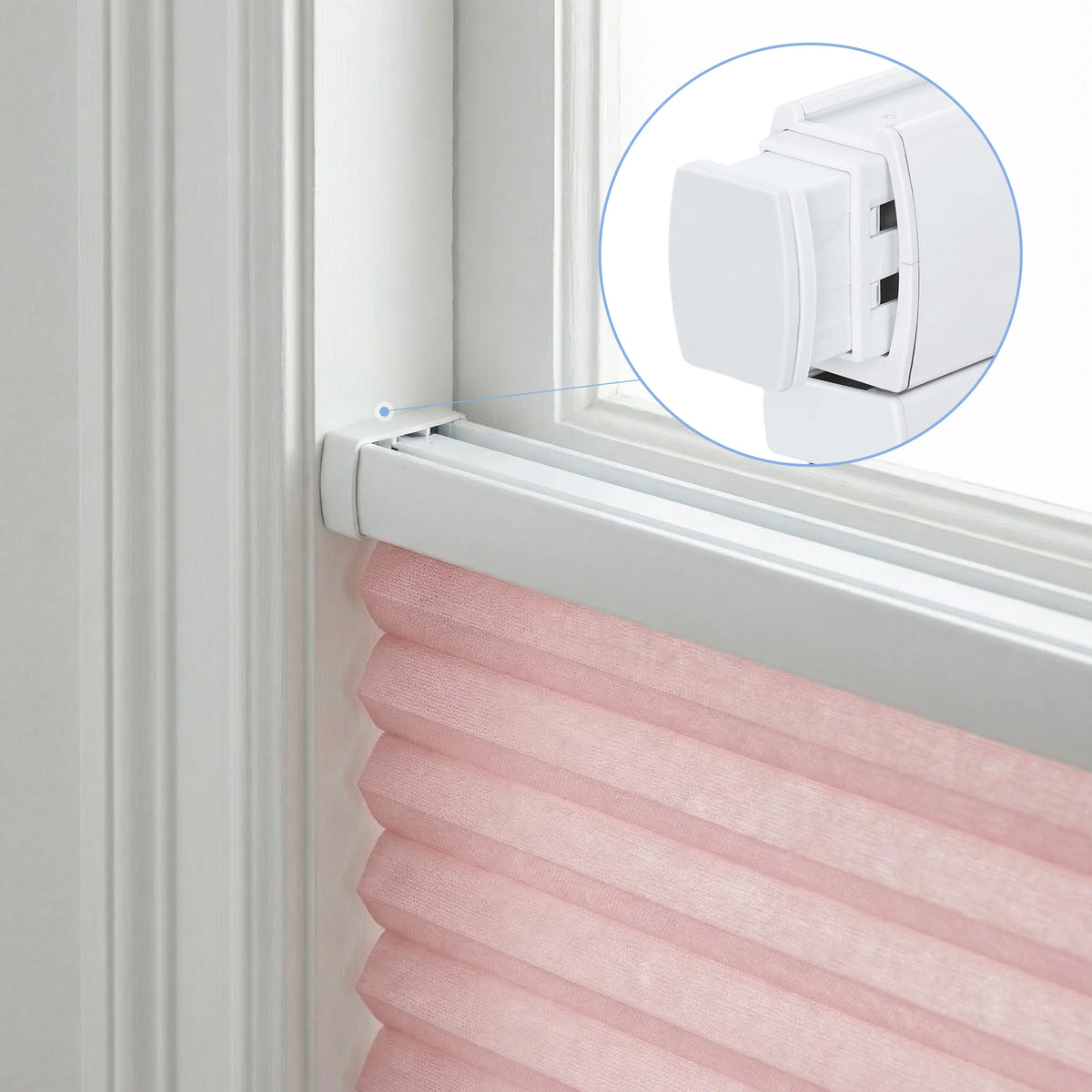 Cordless No Drill Top Down Bottom Up Light Filtering Honeycomb Shade Detail View (No Drill Installation System)