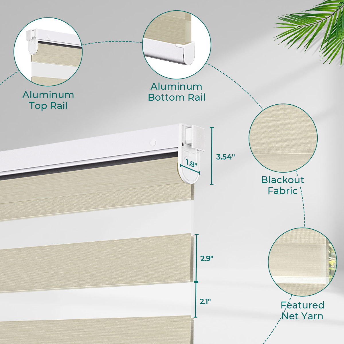 Cordless No Drill Zebra Shades Dual Layer Polyester Fabric Close Up Texture Blackout Material