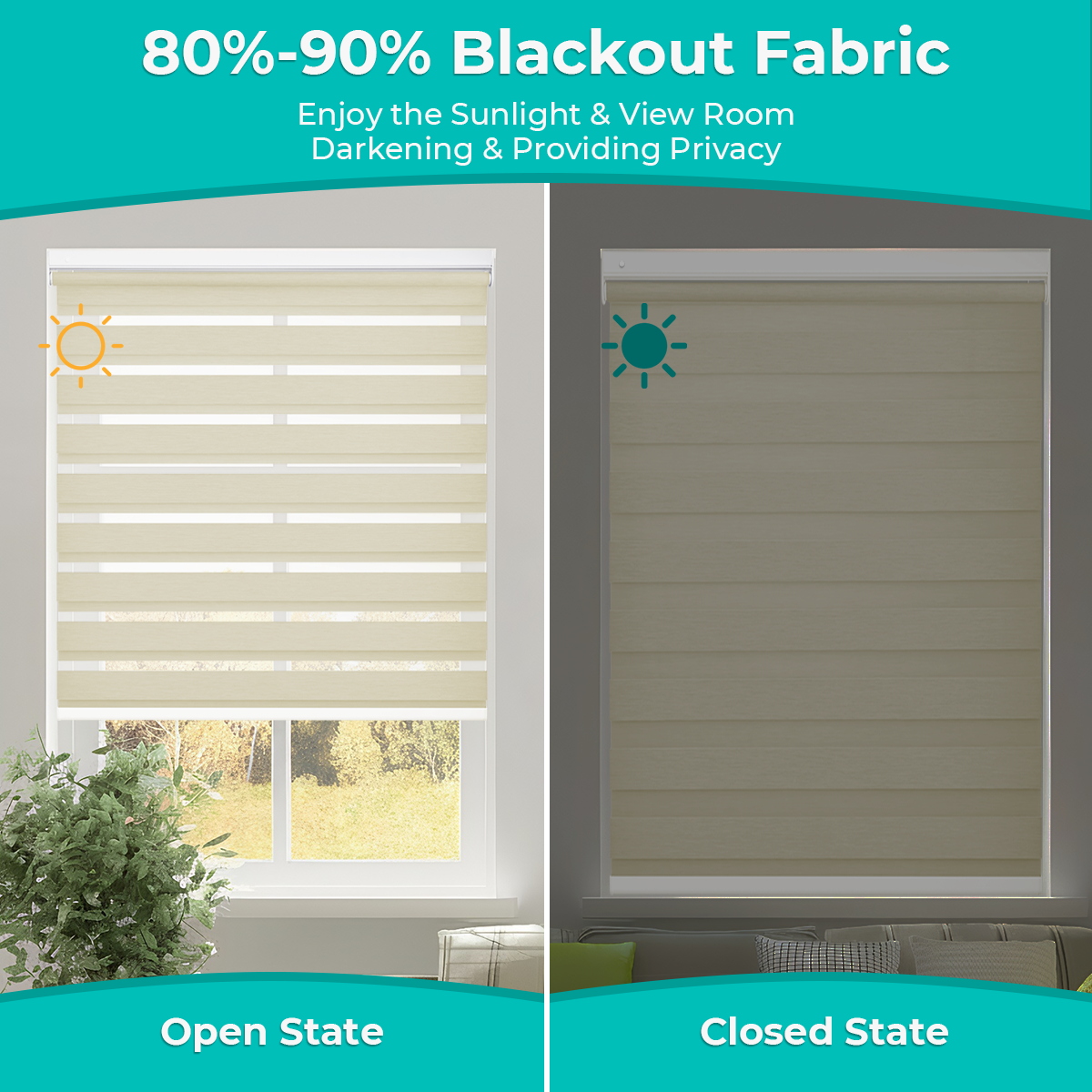 Cordless No Drill Zebra Shades Light Filtering vs Blackout Comparison