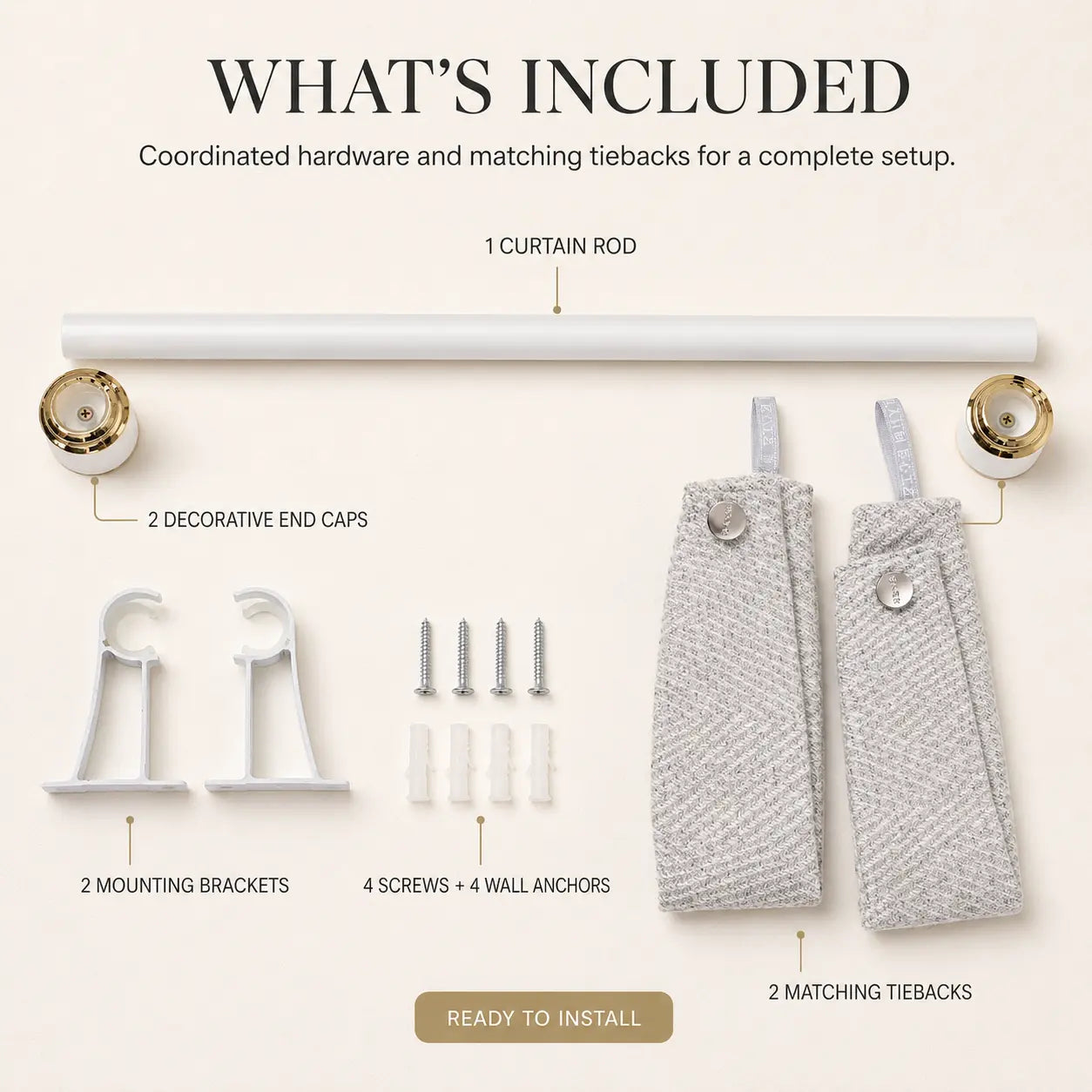 Custom Wool Linen Blend Grommet Curtains – Textured Drapes with Matching Tiebacks