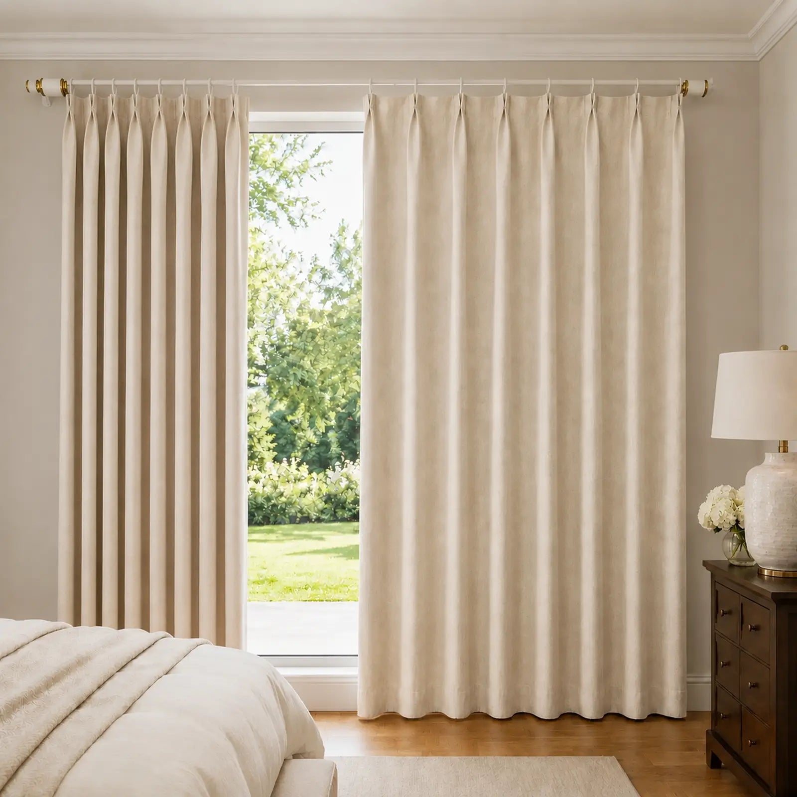 Custom Linen Blend Room Darkening Curtains, 2 Panels – Made to Measure Textured Privacy Drapes, 90% Polyester 10% Linen