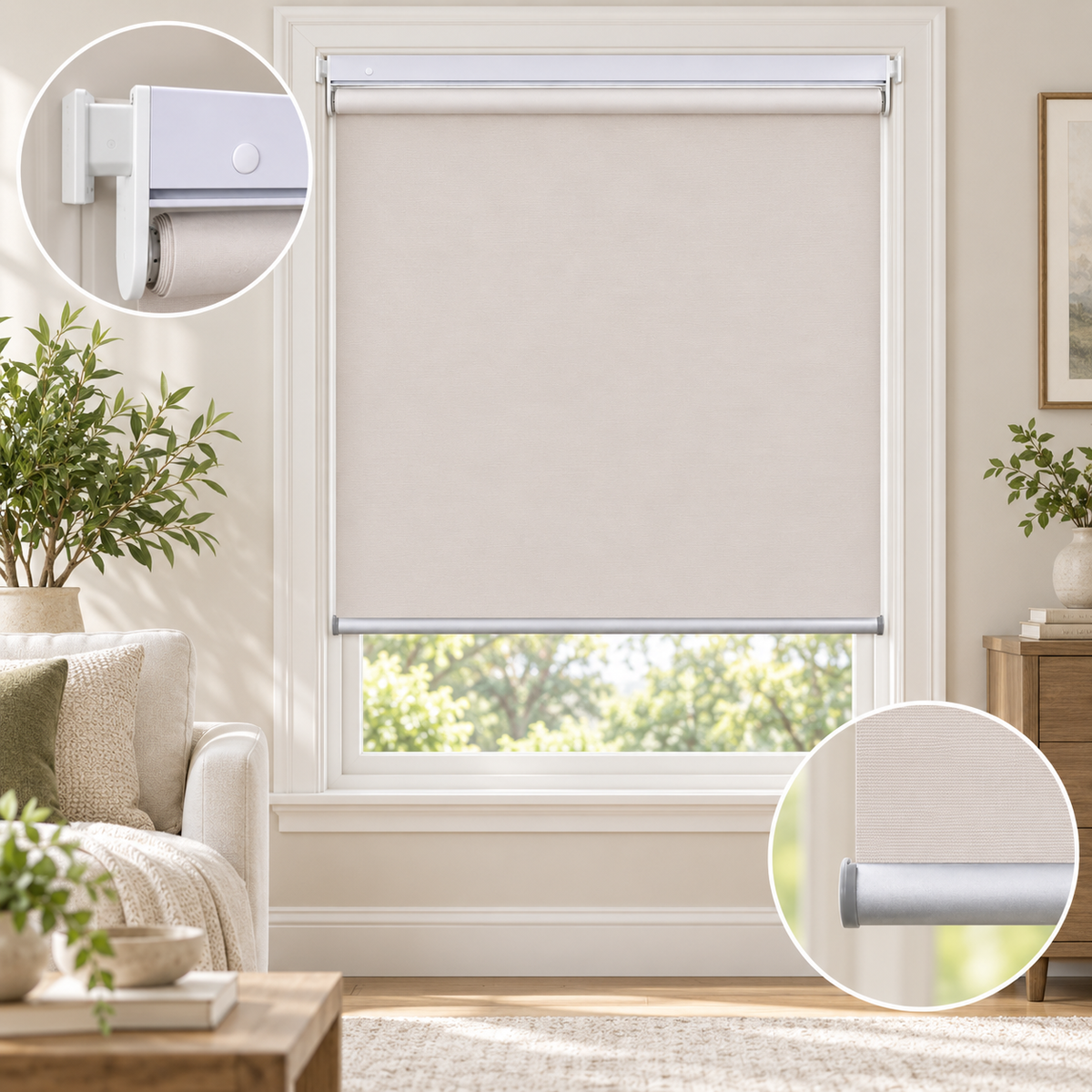 30-Second Easy Installation No Drill Cordless Roller Shades
