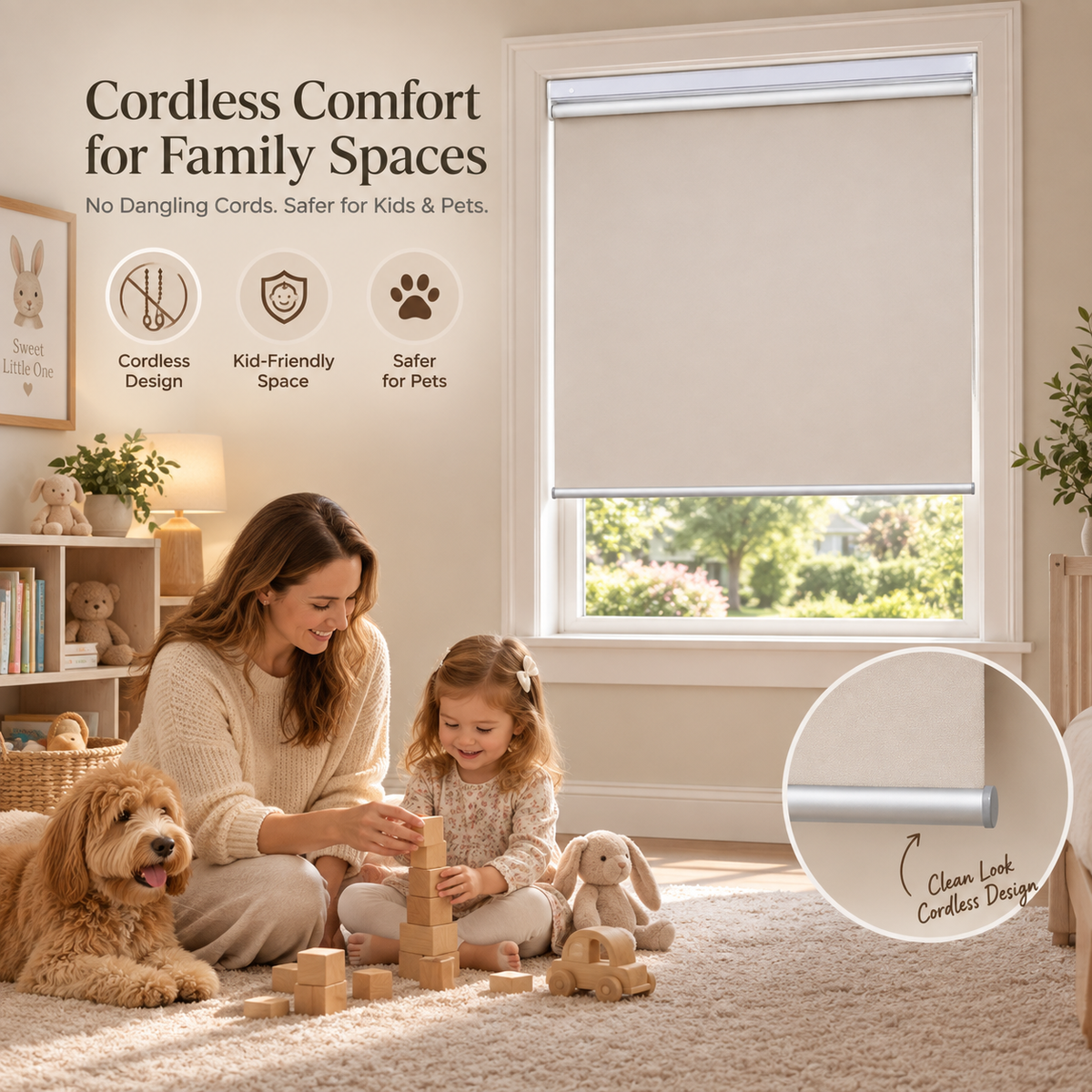 30-Second Easy Installation No Drill Cordless Roller Shades