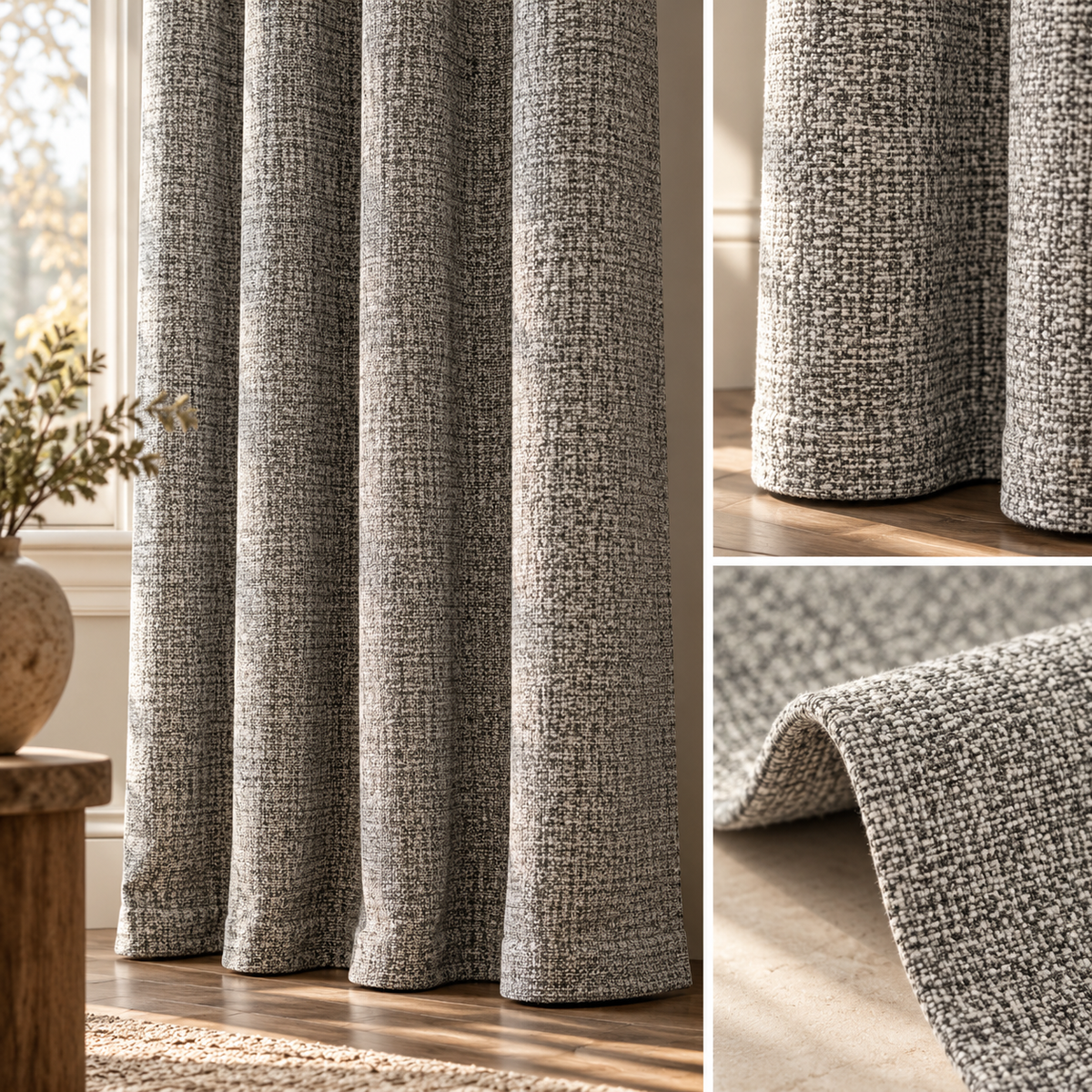 Custom Wool-Linen Blend Grommet Curtains – Cozy Textured Drapes for Fall & Winter