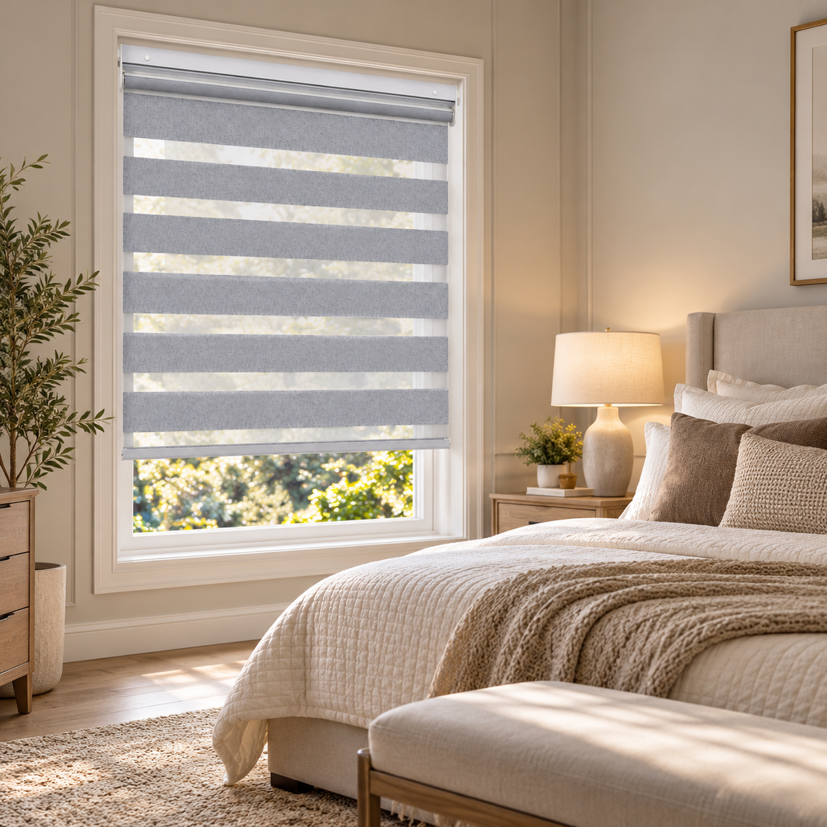 No-Drill Cordless Room-Darkening Zebra Shades – Dual-End Mount