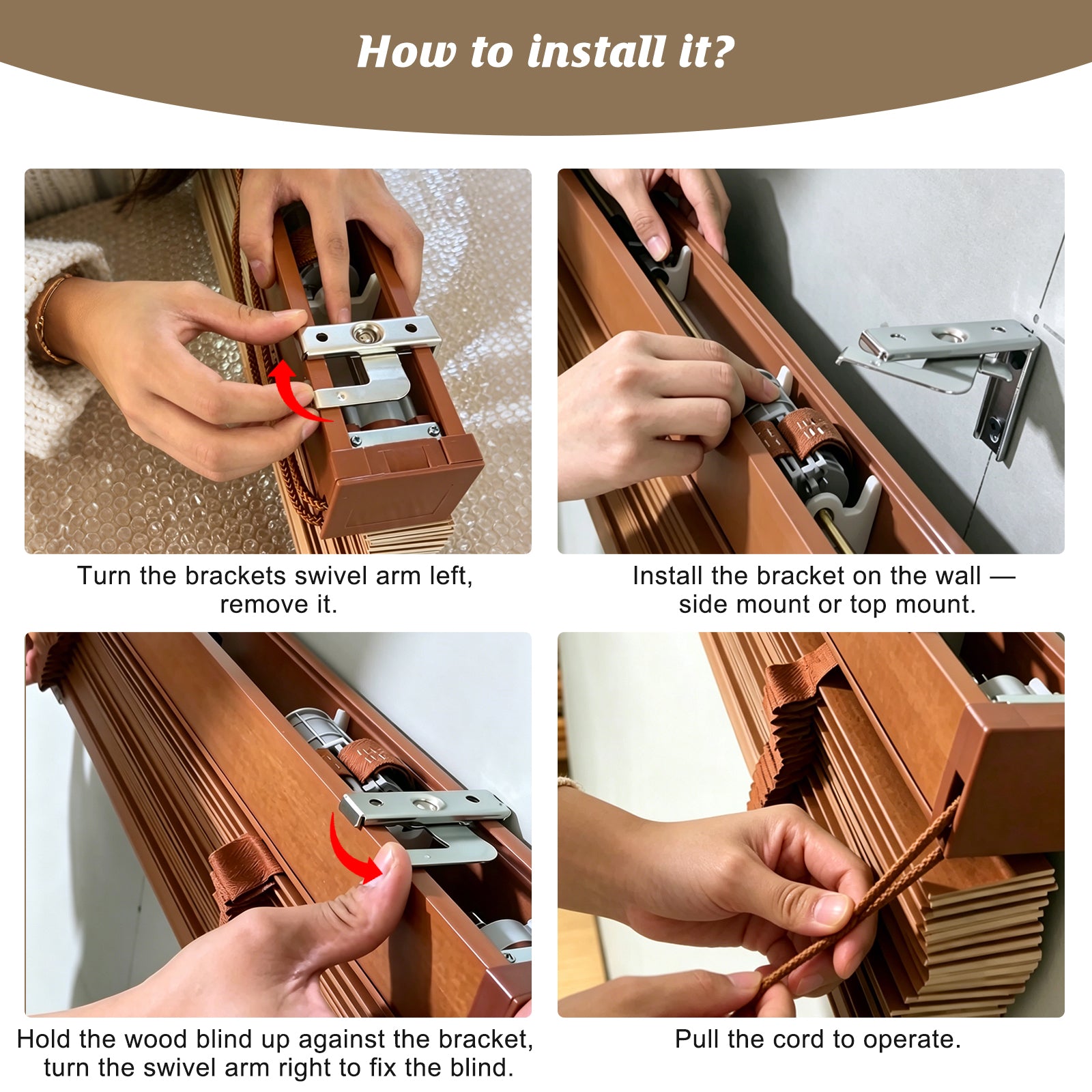 How to install custom corded faux wood Venetian blinds