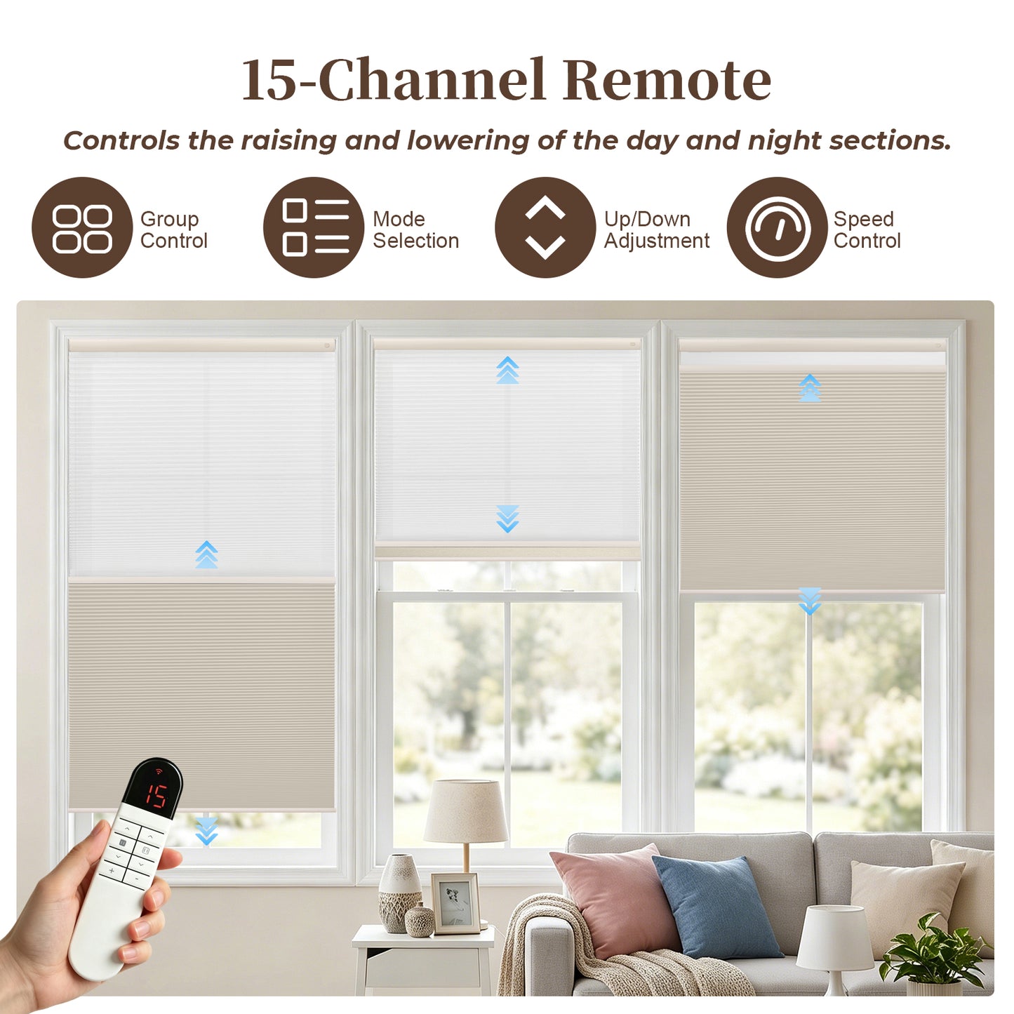 Motorized Day and Night Cellular Shades with Remote Control – Smart Honeycomb Blinds