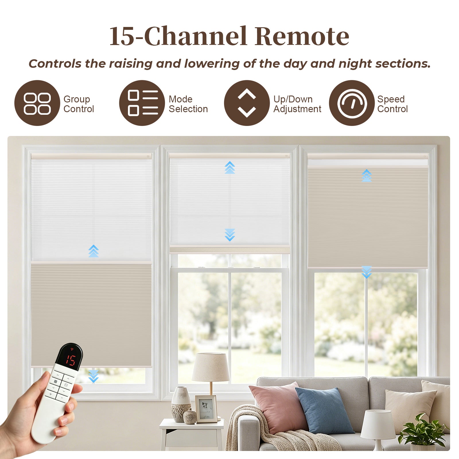Motorized Day and Night Cellular Shades with Remote Control – Smart Honeycomb Blinds