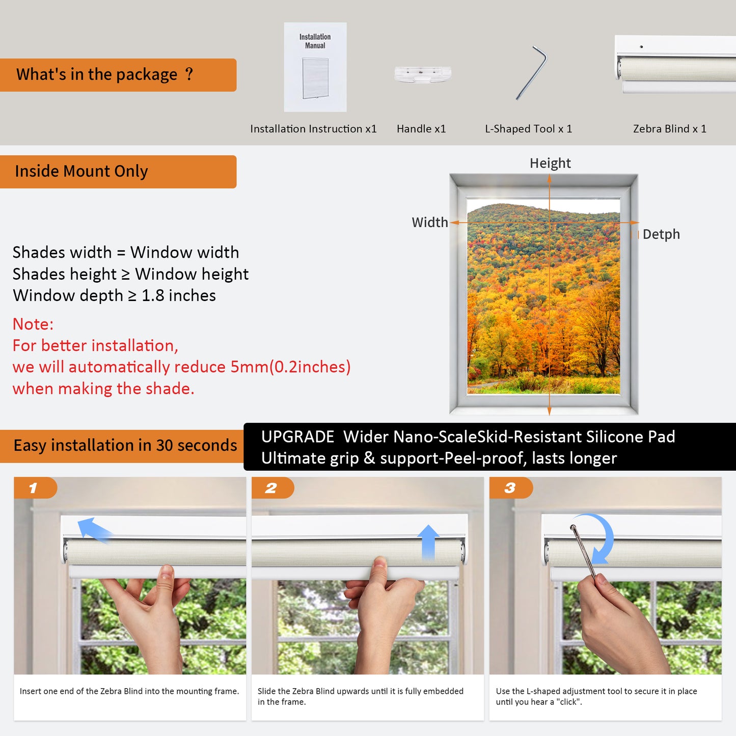 No Drill Cordless Zebra Shades Measurement and Installation Guide