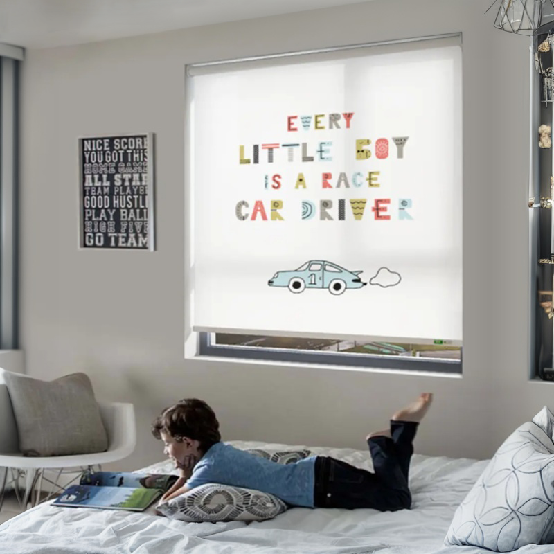 Custom Printed Cordless Roller Shades for Bedroom Windows – Personalized Blackout Roller Blinds with Modern Design