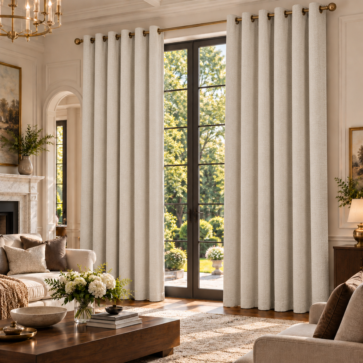 Custom Wool & Linen Blend Grommet Curtains – Cozy Heavyweight Drapes for Fall & Winter