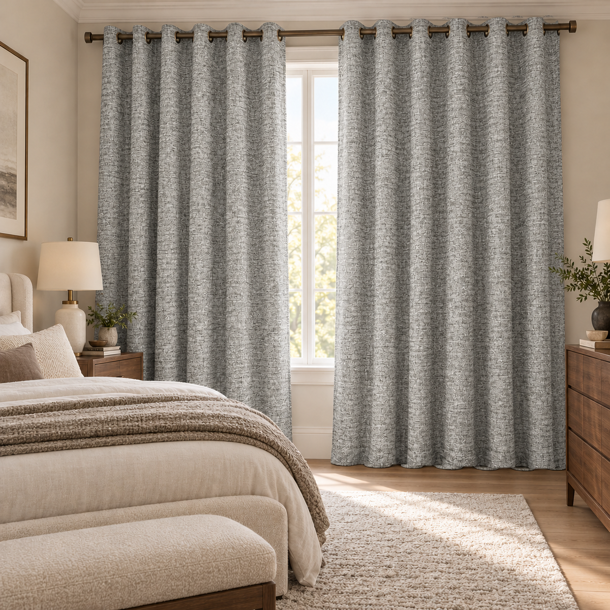 Custom Wool-Linen Blend Grommet Curtains – Cozy Textured Drapes for Fall & Winter