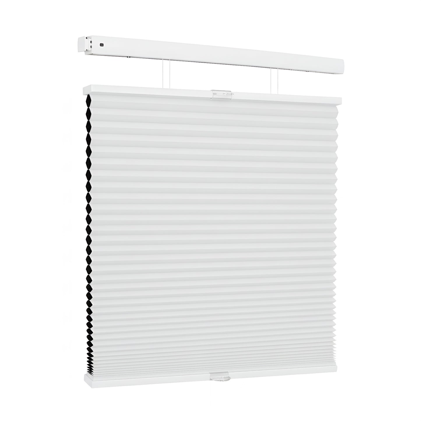 White blackout top down bottom up honeycomb shades on white background