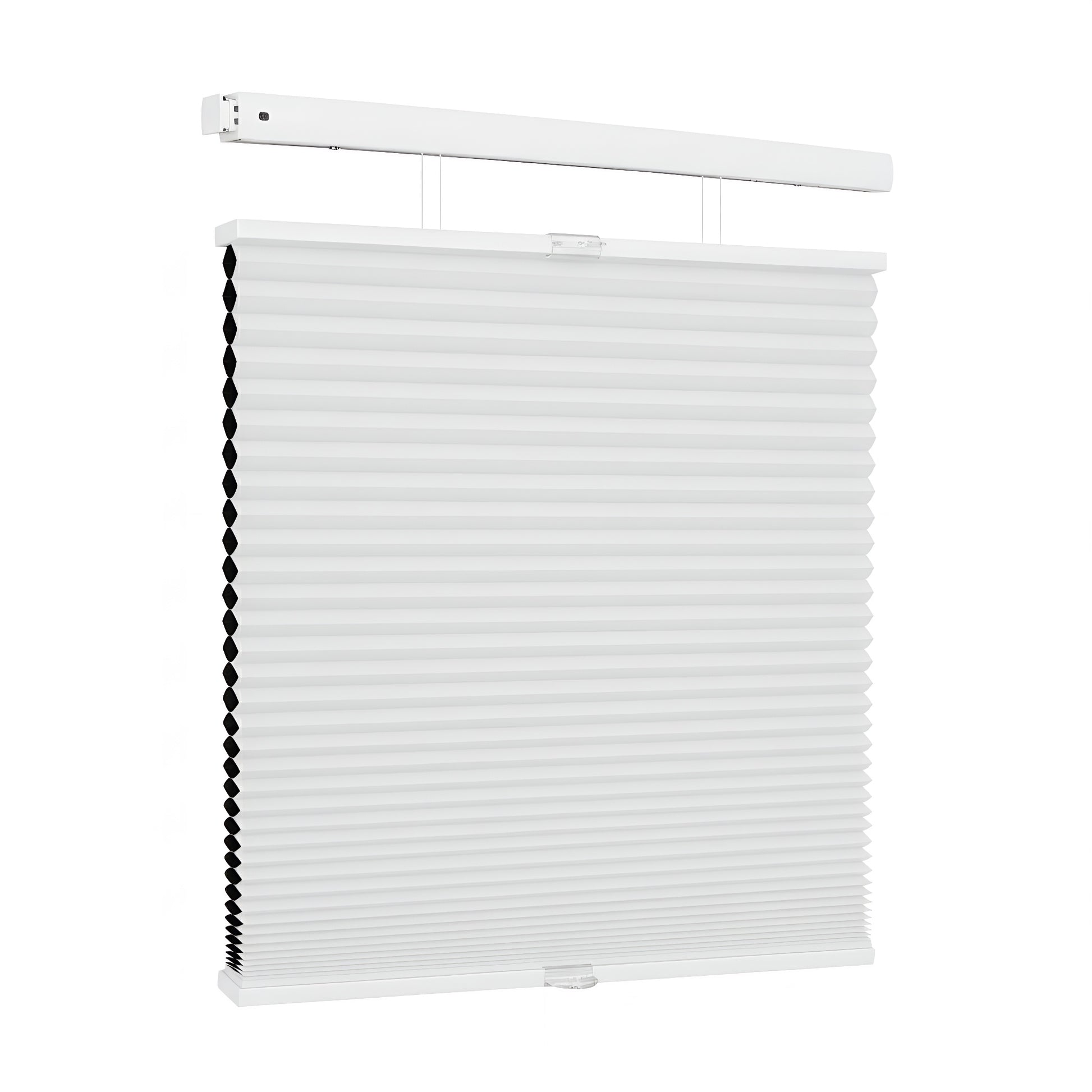 White blackout top down bottom up honeycomb shades on white background