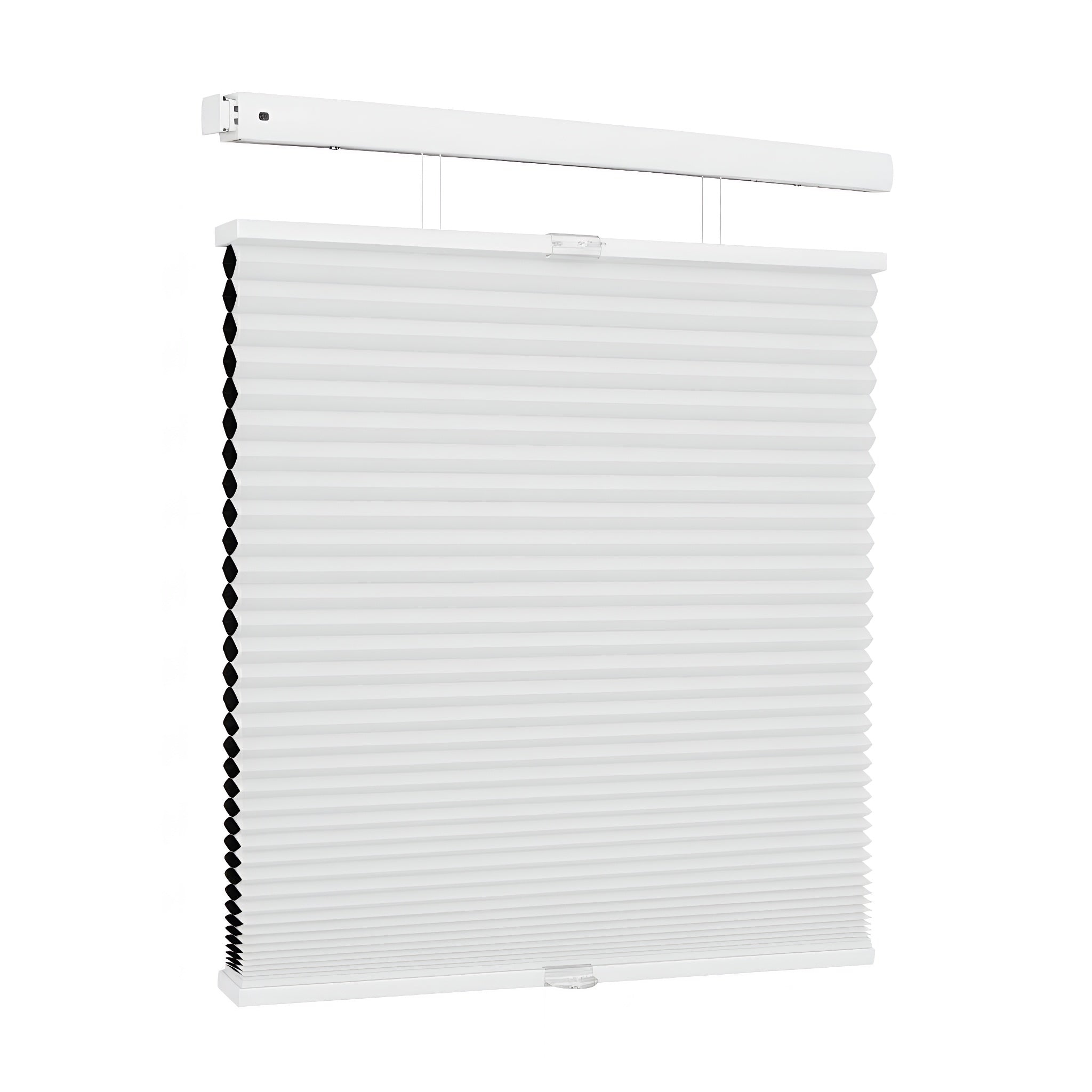 White blackout top down bottom up honeycomb shades on white background